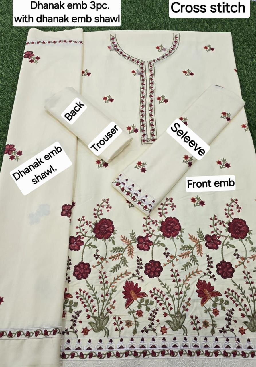 FABRIC DHANAK  WITH WOOL SHAWL