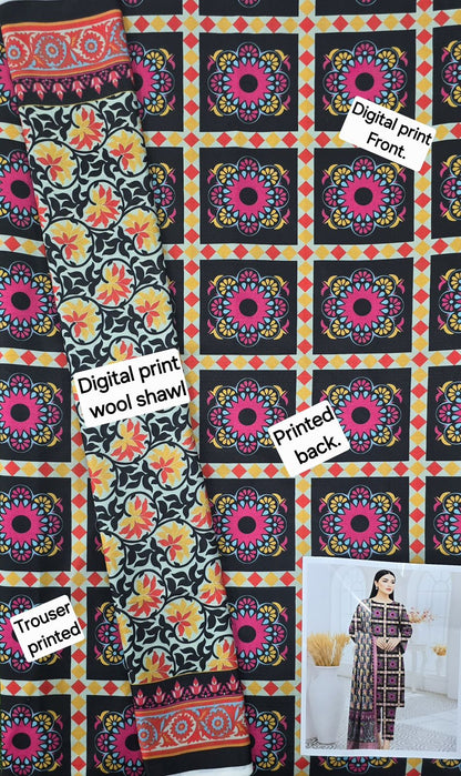 FABRIC DHANAK  WITH WOOL SHAWL