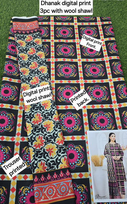 FABRIC DHANAK  WITH WOOL SHAWL