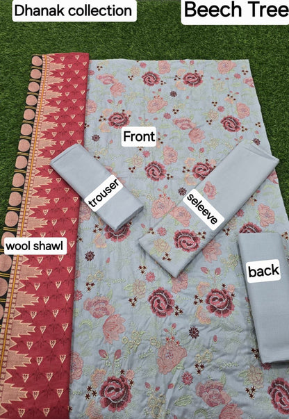 FABRIC DHANAK  WITH WOOL SHAWL